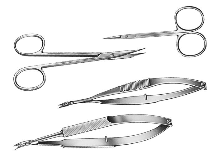 Mehrweginstrument Scheren, Augenscheren, Federscheren, Vannas, Microscheren